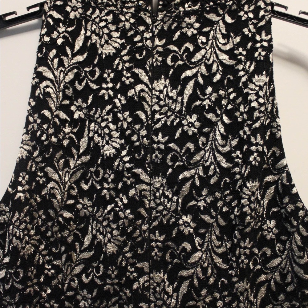 Black prom dress with white floral design&crystals - Picture 5 of 5